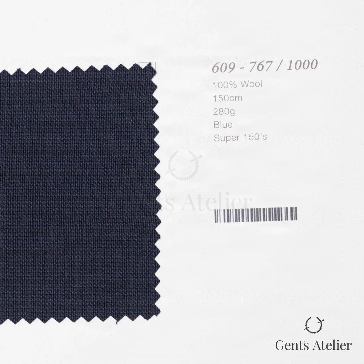 Образец ткани Marzoni 609 - 767 / 1000 с этикеткой — Синий