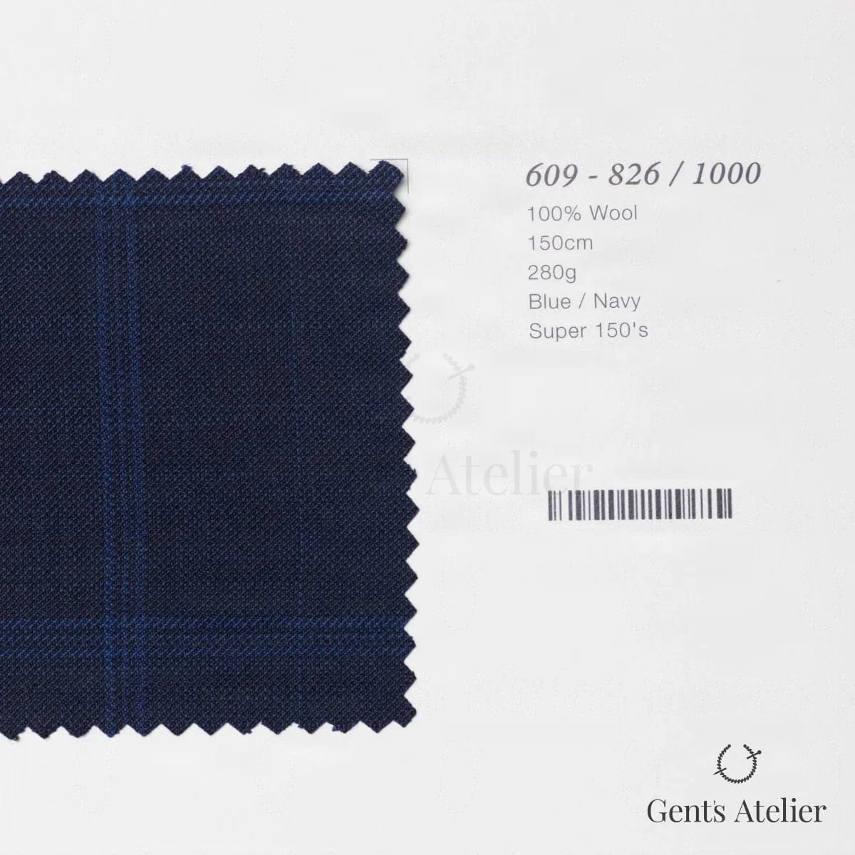 Образец ткани Marzoni 609 - 826 / 1000 с этикеткой — Синий / Тёмно-синий