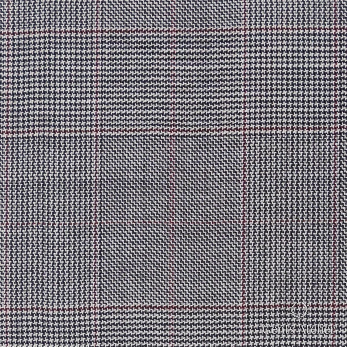 Костюмная ткань Marzoni 609 - 827 / 1000 — Светло-серый / Бордовый, гусиная лапка, 100% шерсть