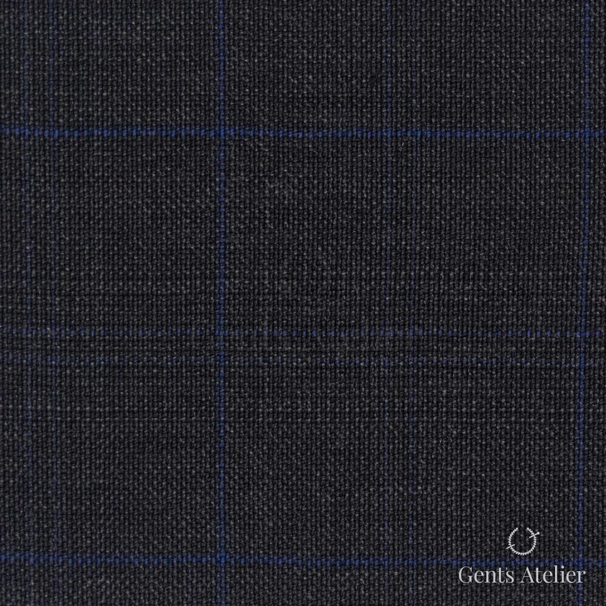 Костюмная ткань Marzoni 609 - 841 / 1000 — Тёмно-серый / Синий, виндоупейн, 100% шерсть