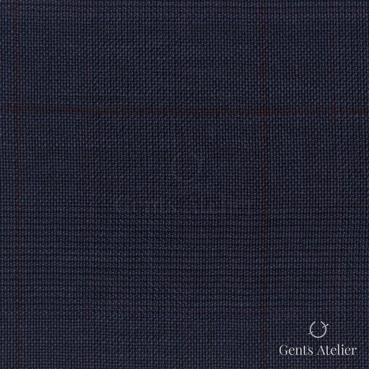 Костюмная ткань Marzoni 609 - 859 / 1000 — Тёмно-синий / Бордовый, виндоупейн, 100% шерсть