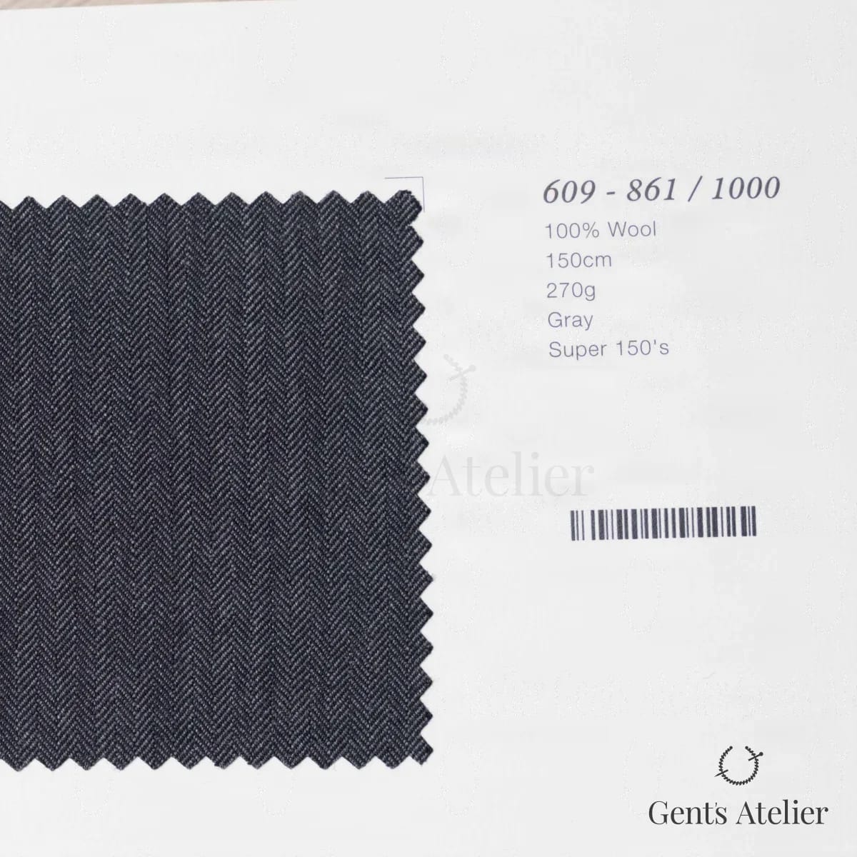 Образец ткани Marzoni 609 - 861 / 1000 с этикеткой — Серый