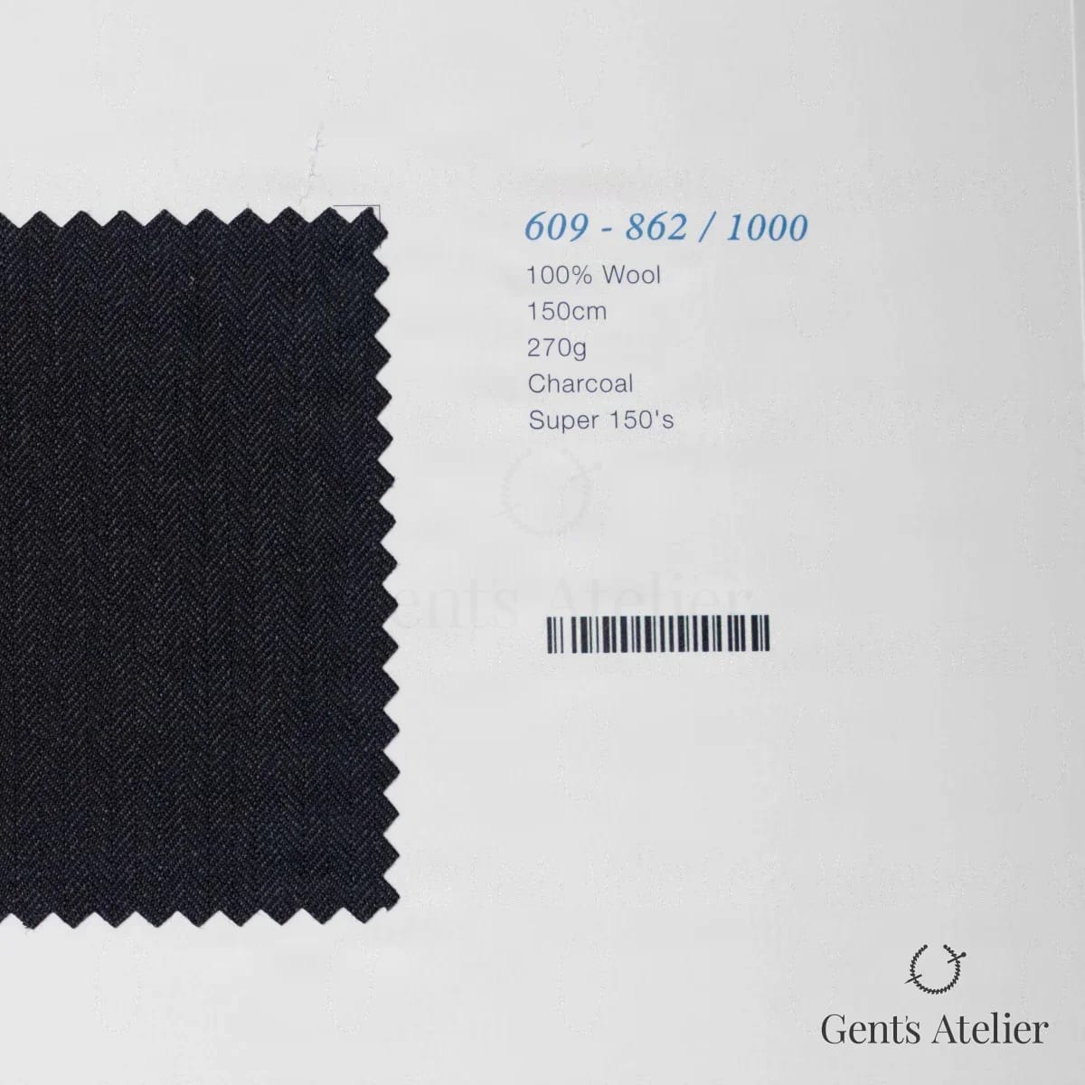 Образец ткани Marzoni 609 - 862 / 1000 с этикеткой — Тёмно-серый