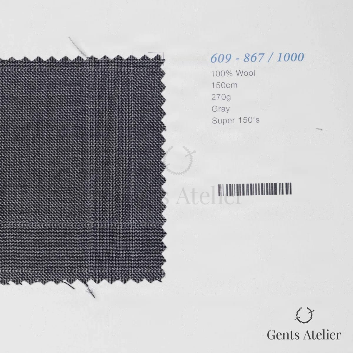 Образец ткани Marzoni 609 - 867 / 1000 с этикеткой — Серый