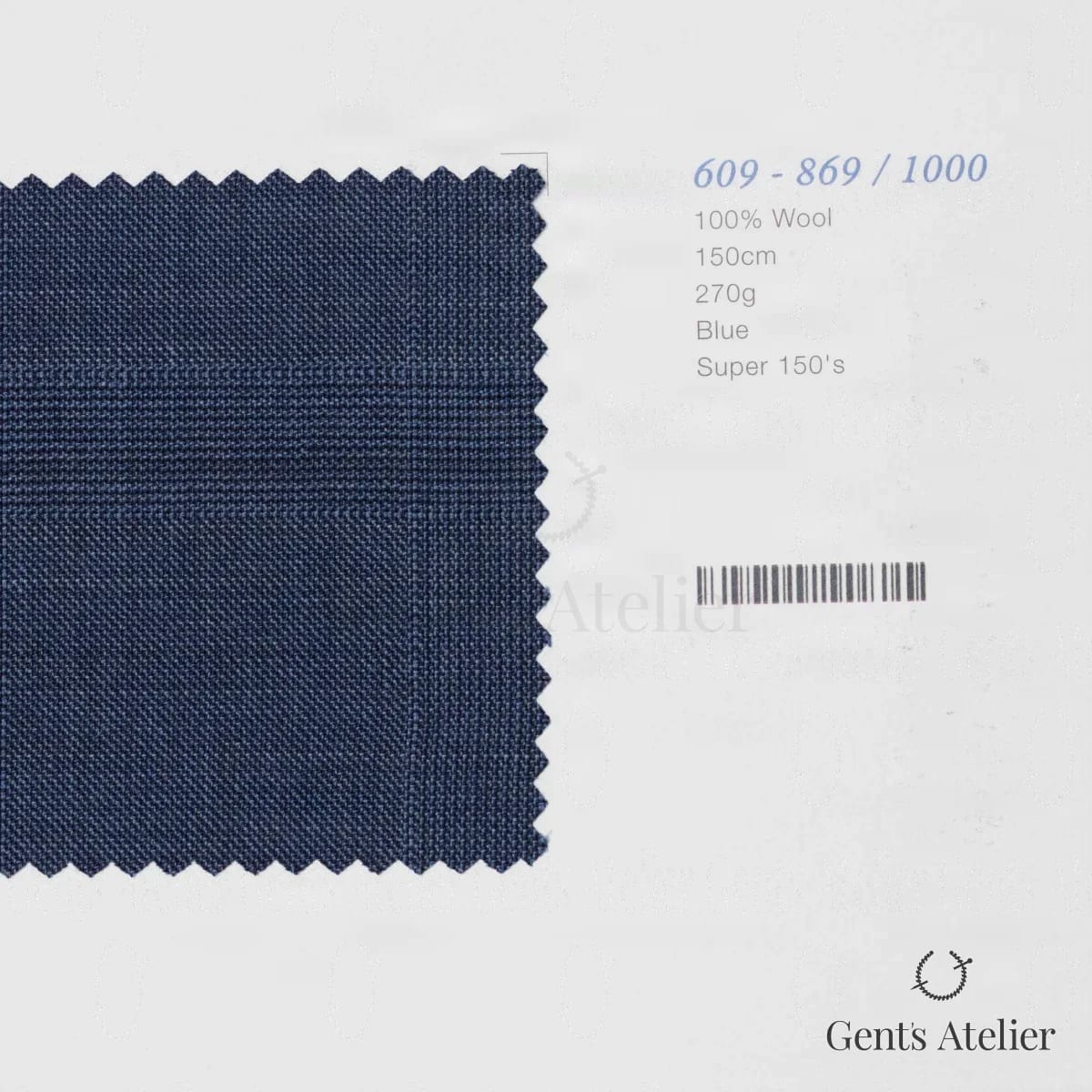 Образец ткани Marzoni 609 - 869 / 1000 с этикеткой — Синий