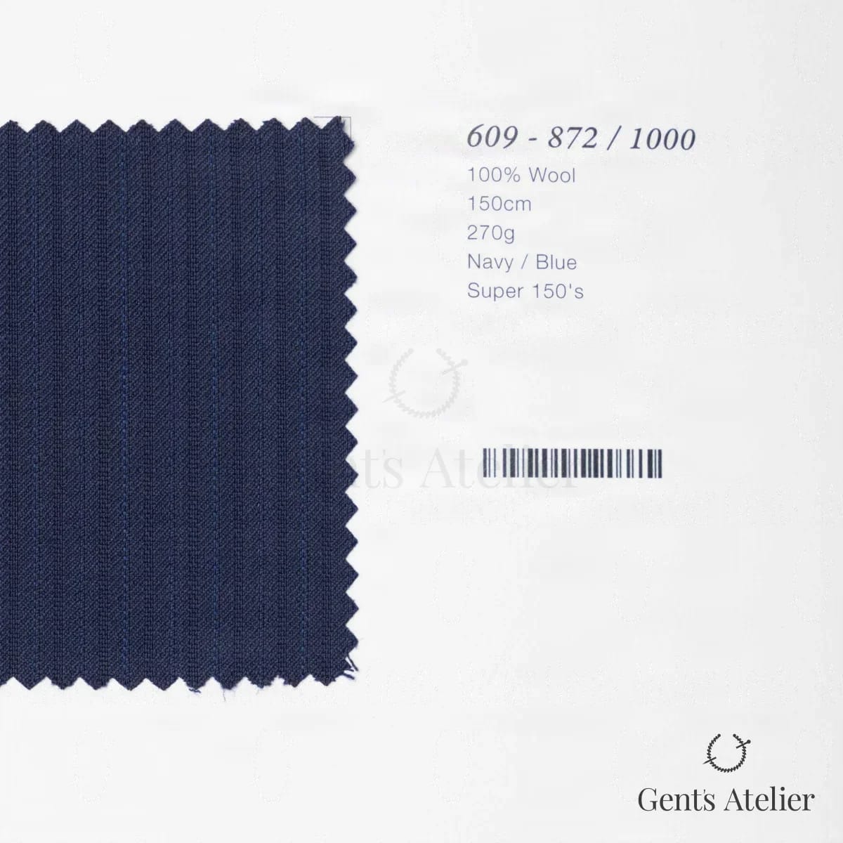 Образец ткани Marzoni 609 - 872 / 1000 с этикеткой — Тёмно-синий / Синий