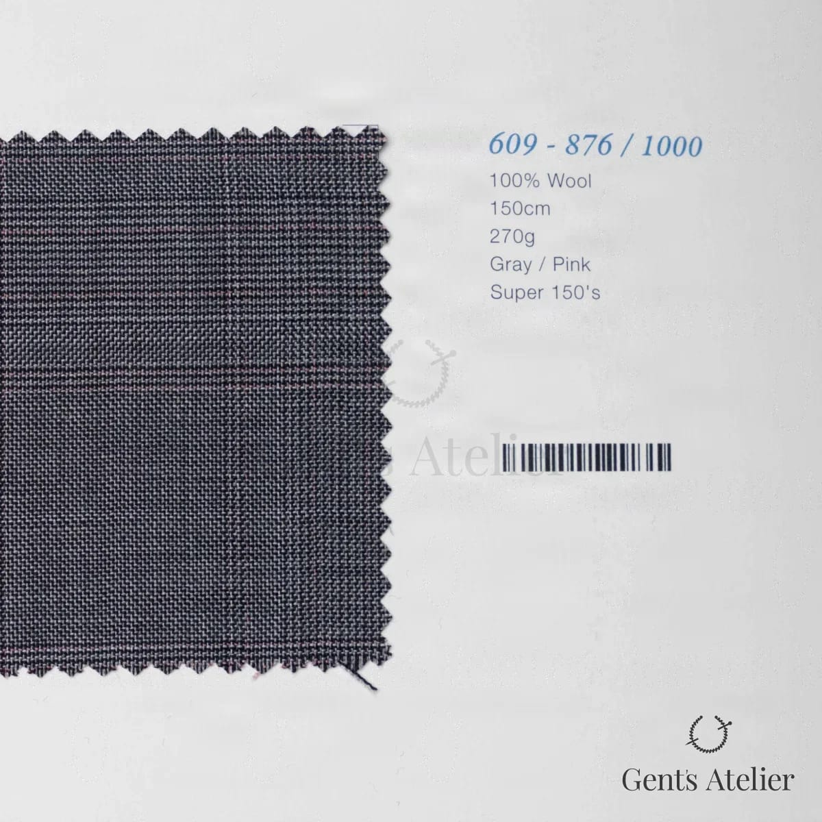 Образец ткани Marzoni 609 - 876 / 1000 с этикеткой — Серый / Розовый
