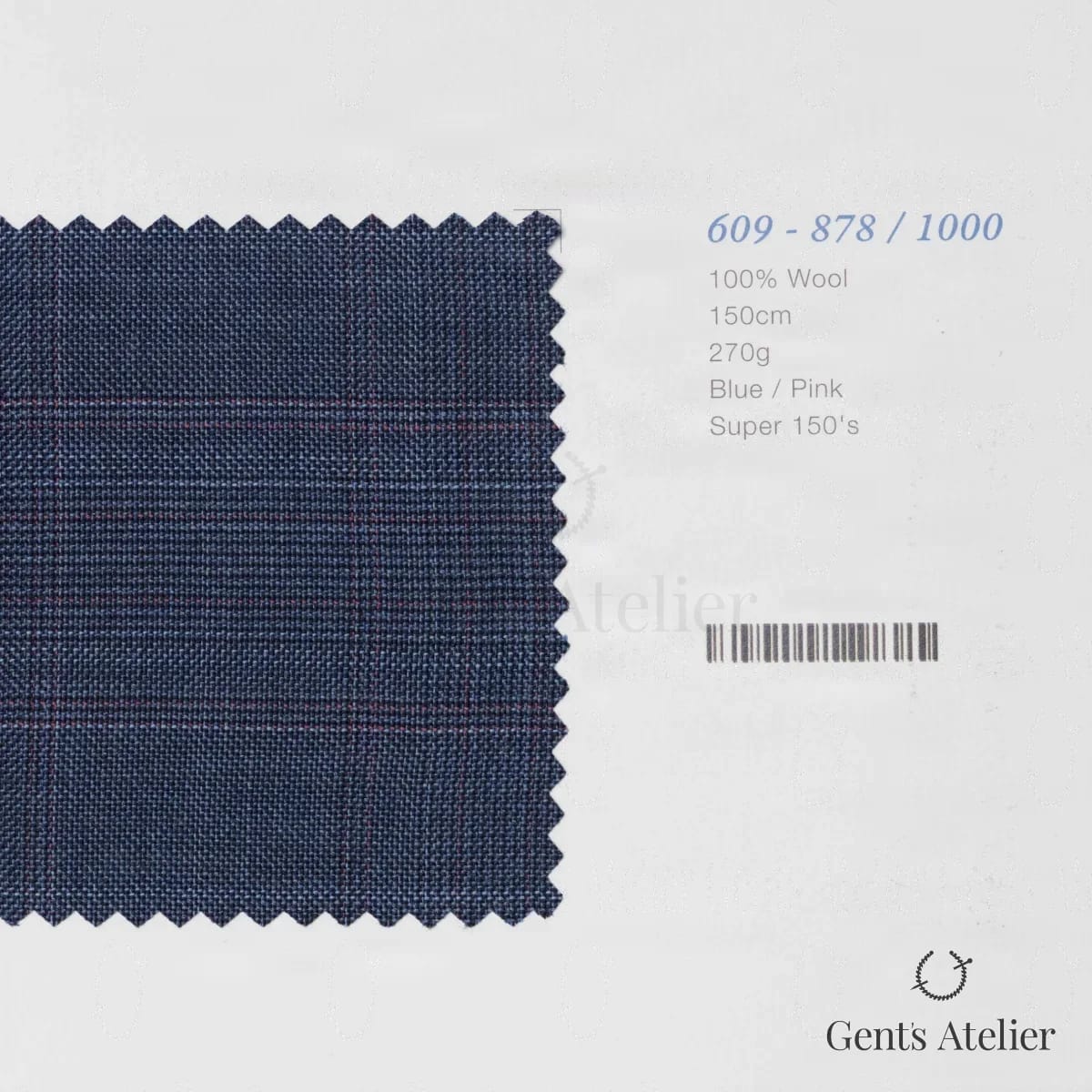 Образец ткани Marzoni 609 - 878 / 1000 с этикеткой — Синий / Розовый