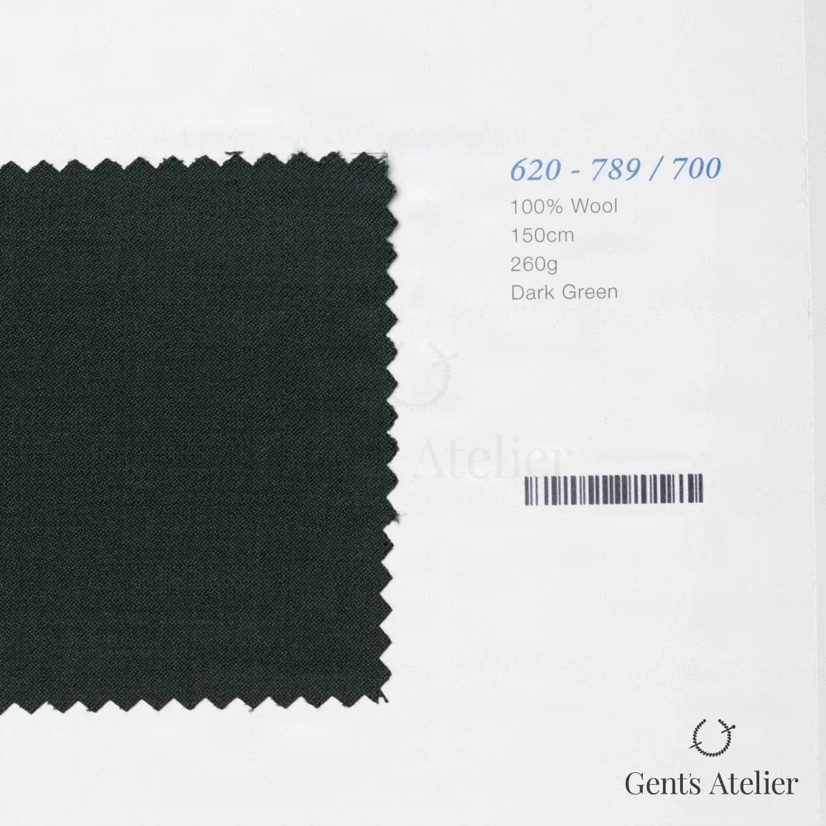Образец ткани Marzoni 620 - 789 / 700 с этикеткой — Тёмно-зелёный