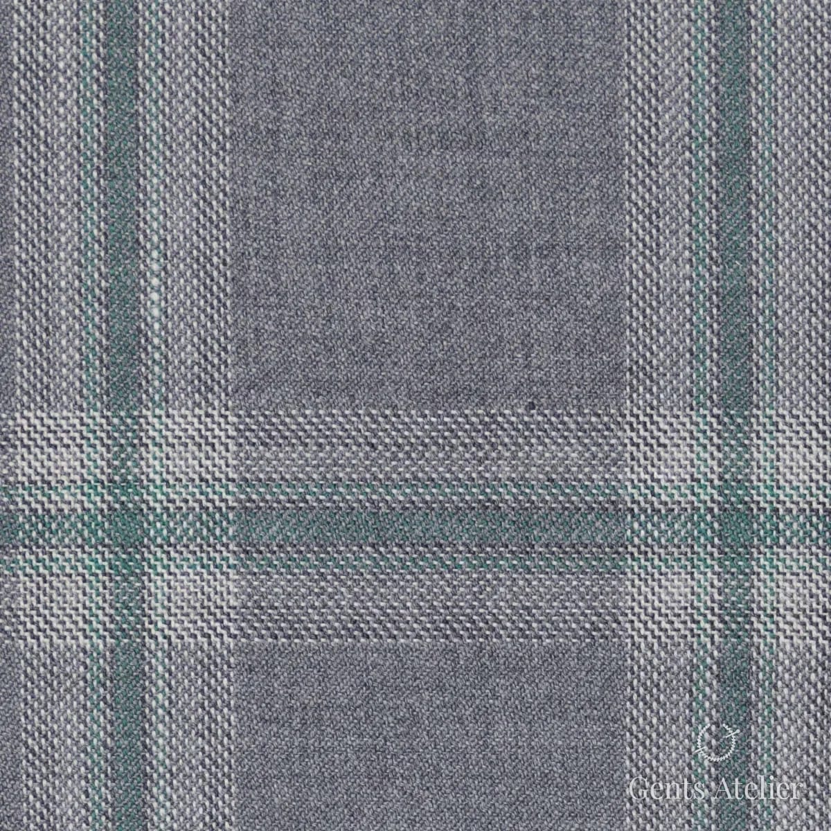 Костюмная ткань Marzoni 651 - 710 / 1200 — Серый / Зелёный, виндоупейн, 100% шерсть