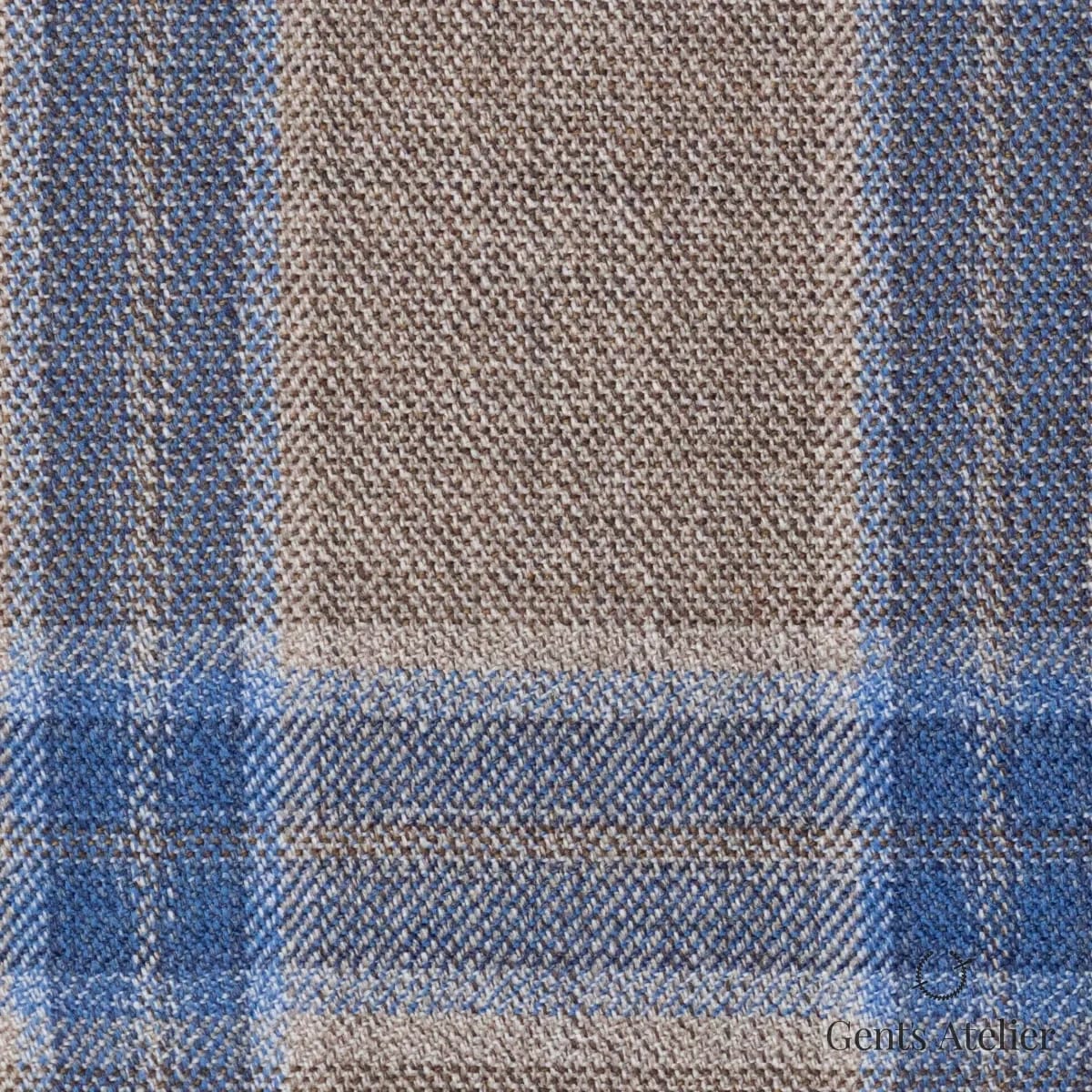 Костюмная ткань Marzoni 651 - 841 / 1200 — Бежевый / Синий, виндоупейн, 100% шерсть