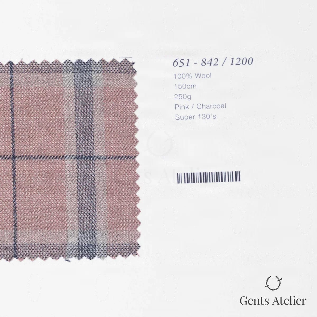 Образец ткани Marzoni 651 - 842 / 1200 с этикеткой — Розовый / Угольный
