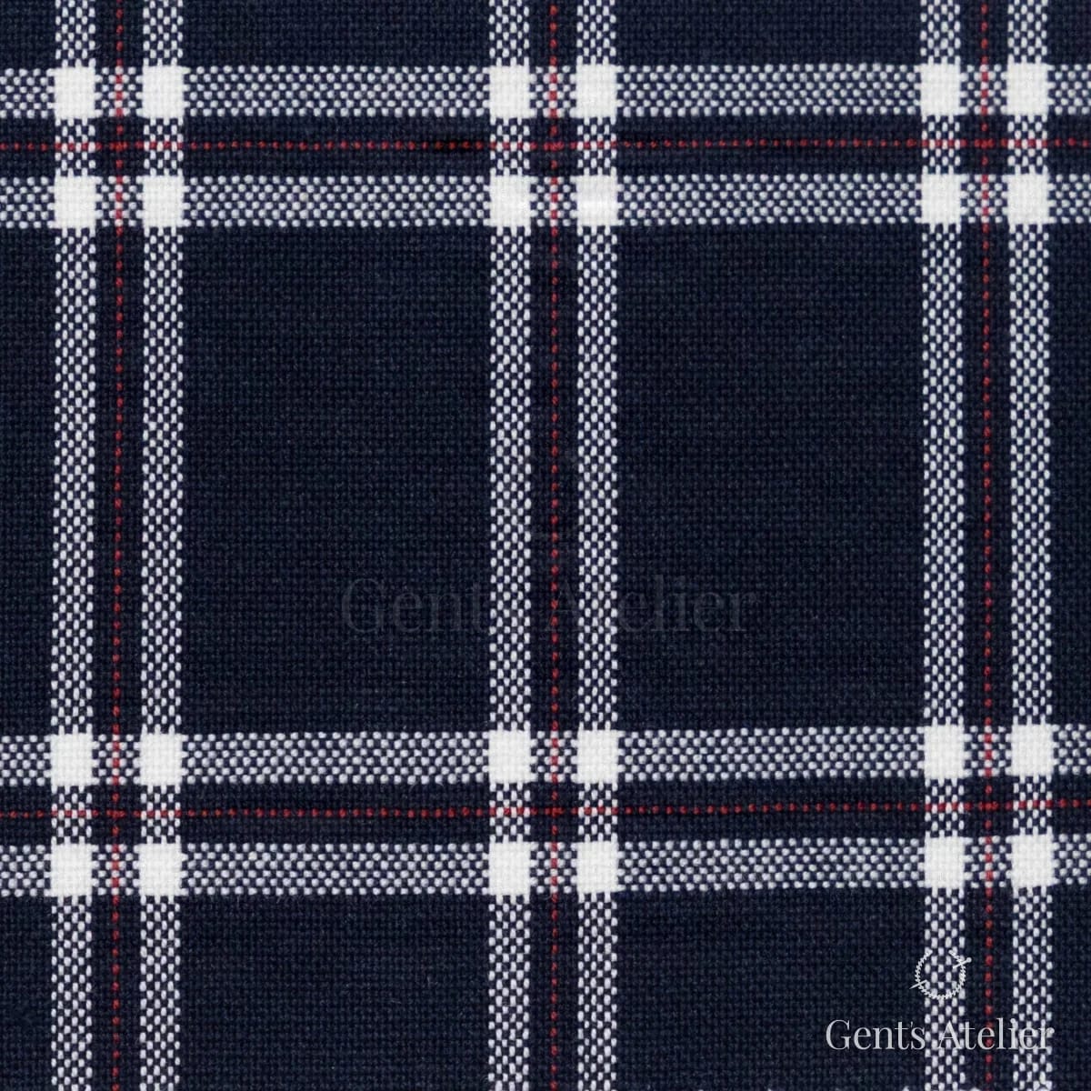 Костюмная ткань Marzoni 605 - 678 / 600 — Тёмно-синий / Красный, в клетку, 96% Cotton, 3% Polyamide, 1% Elastane