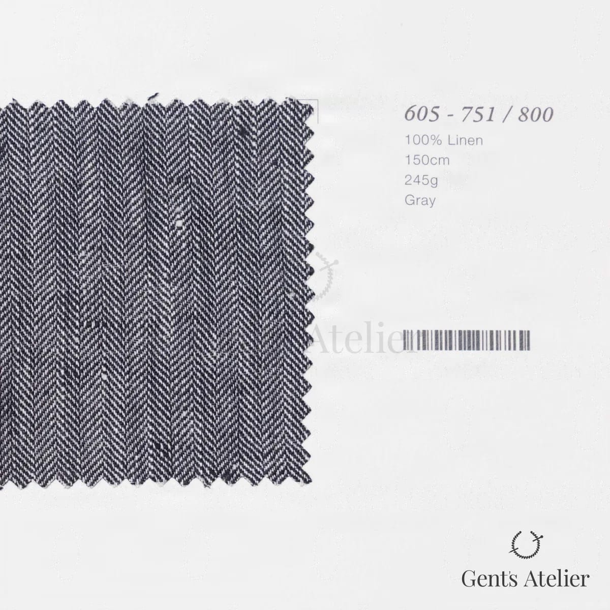 Образец ткани Marzoni 605 - 751 / 800 с этикеткой — Серый