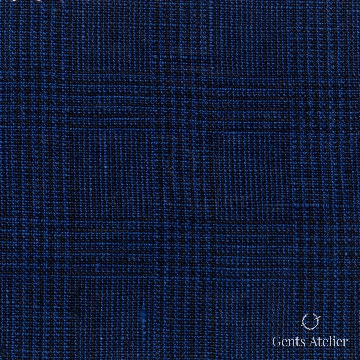 Костюмная ткань Marzoni 605 - 763 / 800 — Тёмно-синий, виндоупейн, 100% Linen