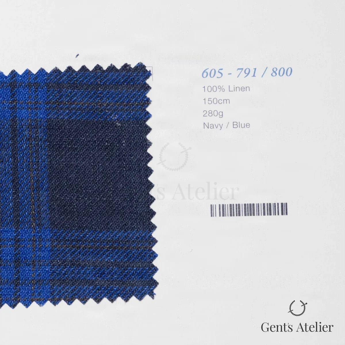 Образец ткани Marzoni 605 - 791 / 800 с этикеткой — Тёмно-синий / Синий