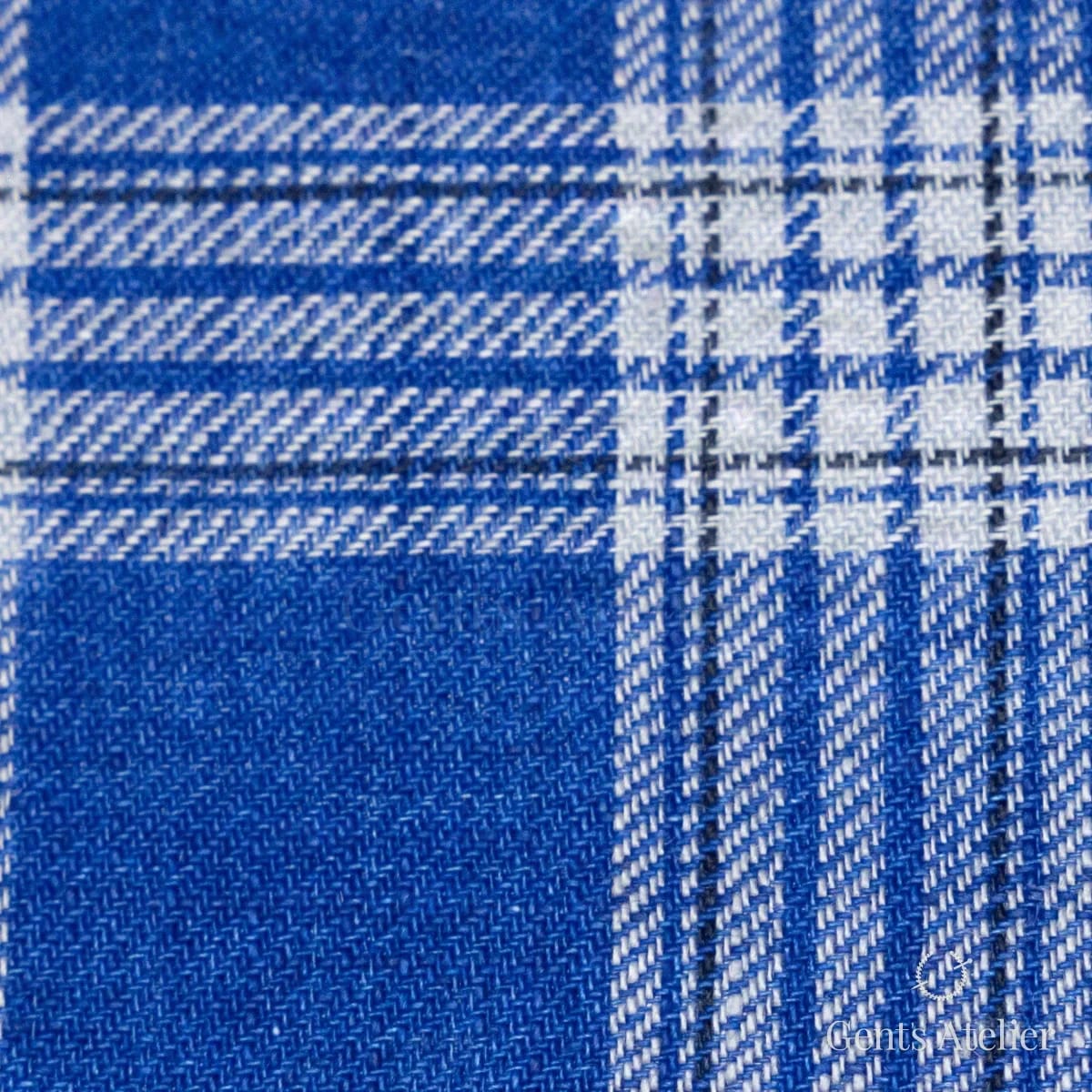 Костюмная ткань Marzoni 605 - 793 / 800 — Синий / Серый, в клетку, 100% Linen