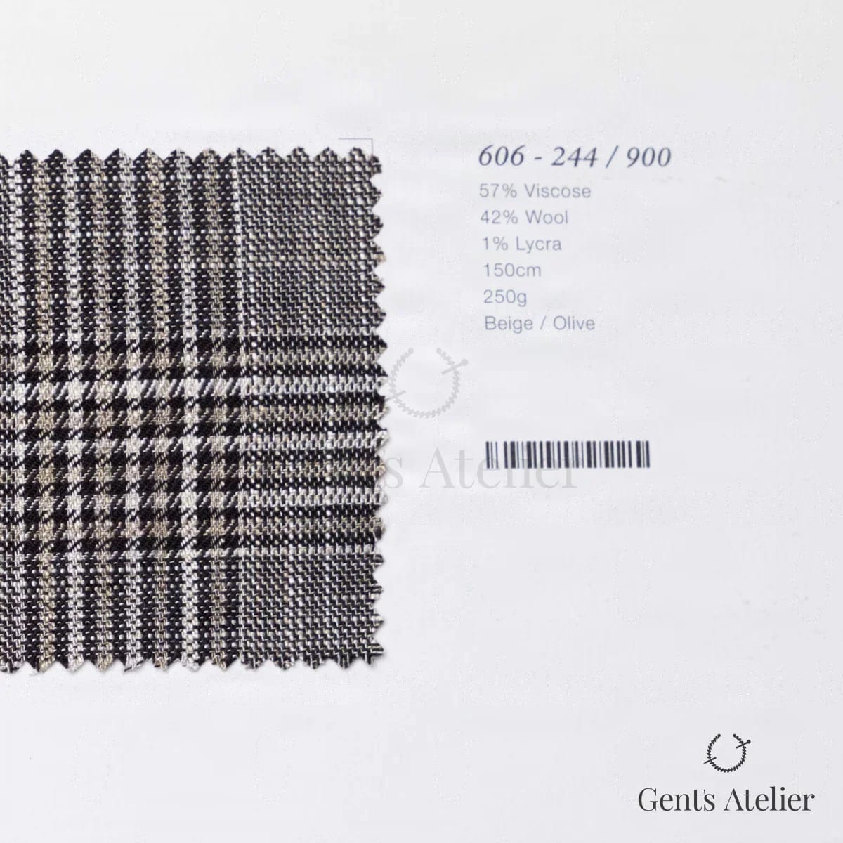Образец ткани Marzoni 606 - 244 / 900 с этикеткой — Бежевый / Оливковый