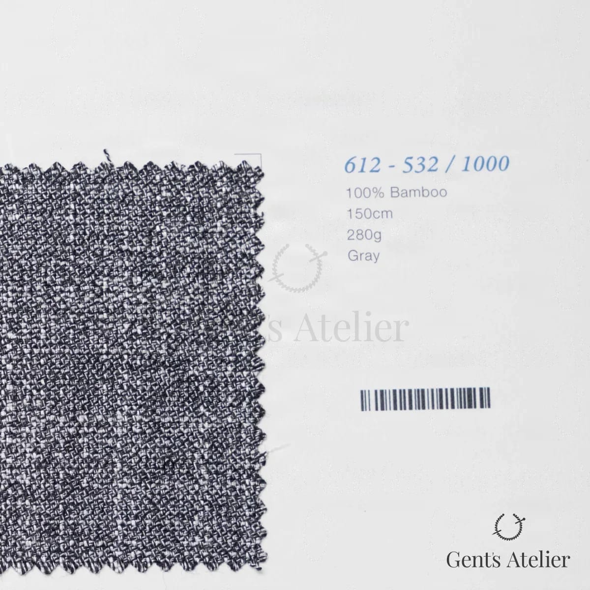 Образец ткани Marzoni 612 - 532 / 1000 с этикеткой — Серый
