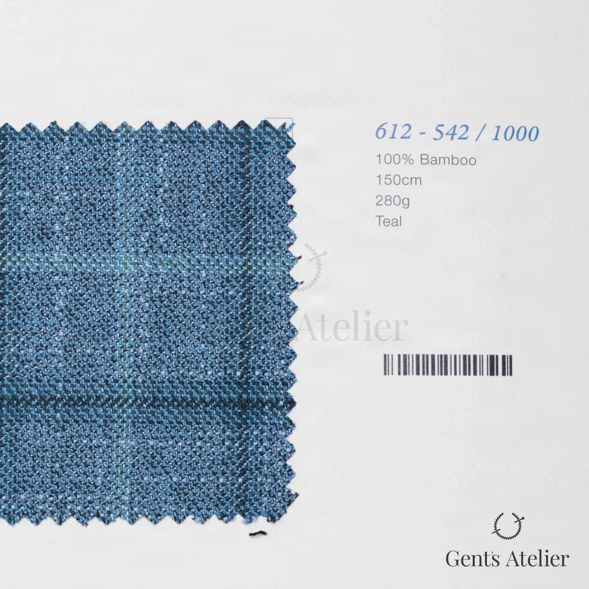 Образец ткани Marzoni 612 - 542 / 1000 с этикеткой — Бирюзовый