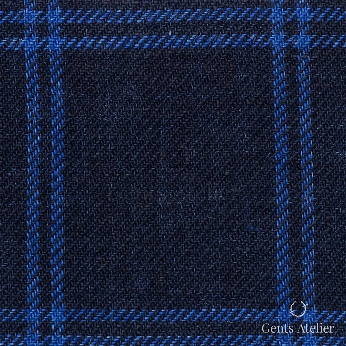 Костюмная ткань Marzoni 613 - 552 / 800 — Тёмно-синий, виндоупейн, 100% Linen