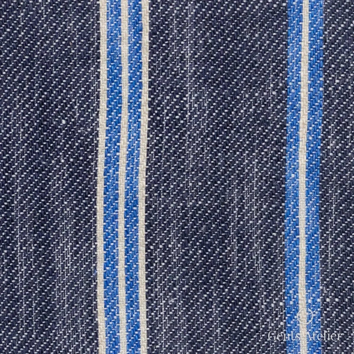 Костюмная ткань Marzoni 613 - 575 / 900 — Деним / Синий, в полоску, 100% Linen