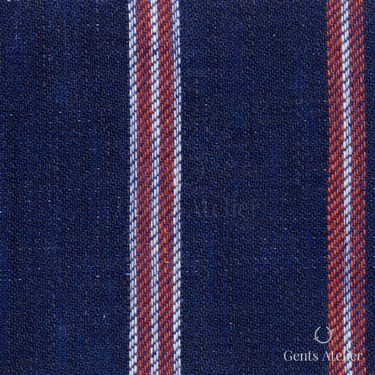 Костюмная ткань Marzoni 613 - 576 / 900 — Тёмно-синий / Красный, в полоску, 100% Linen