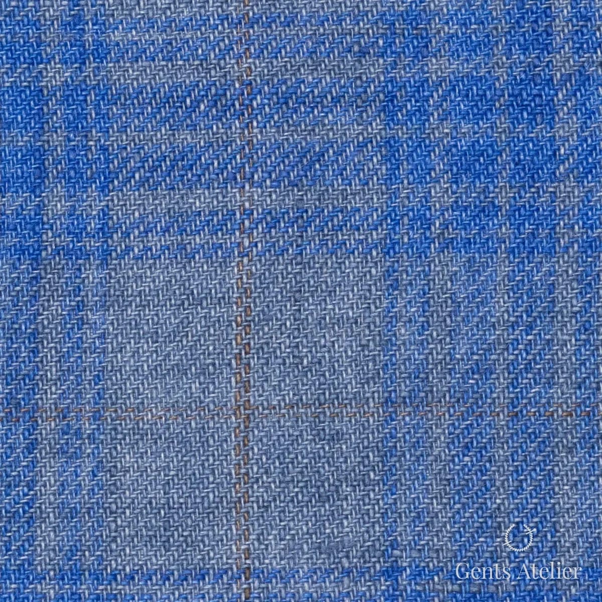 Костюмная ткань Marzoni 613 - 580 / 900 — Синий / Бежевый, виндоупейн, 100% Linen