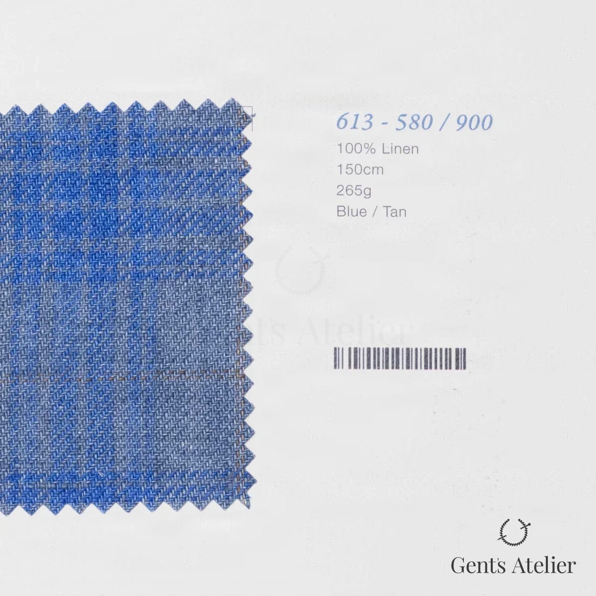 Образец ткани Marzoni 613 - 580 / 900 с этикеткой — Синий / Бежевый