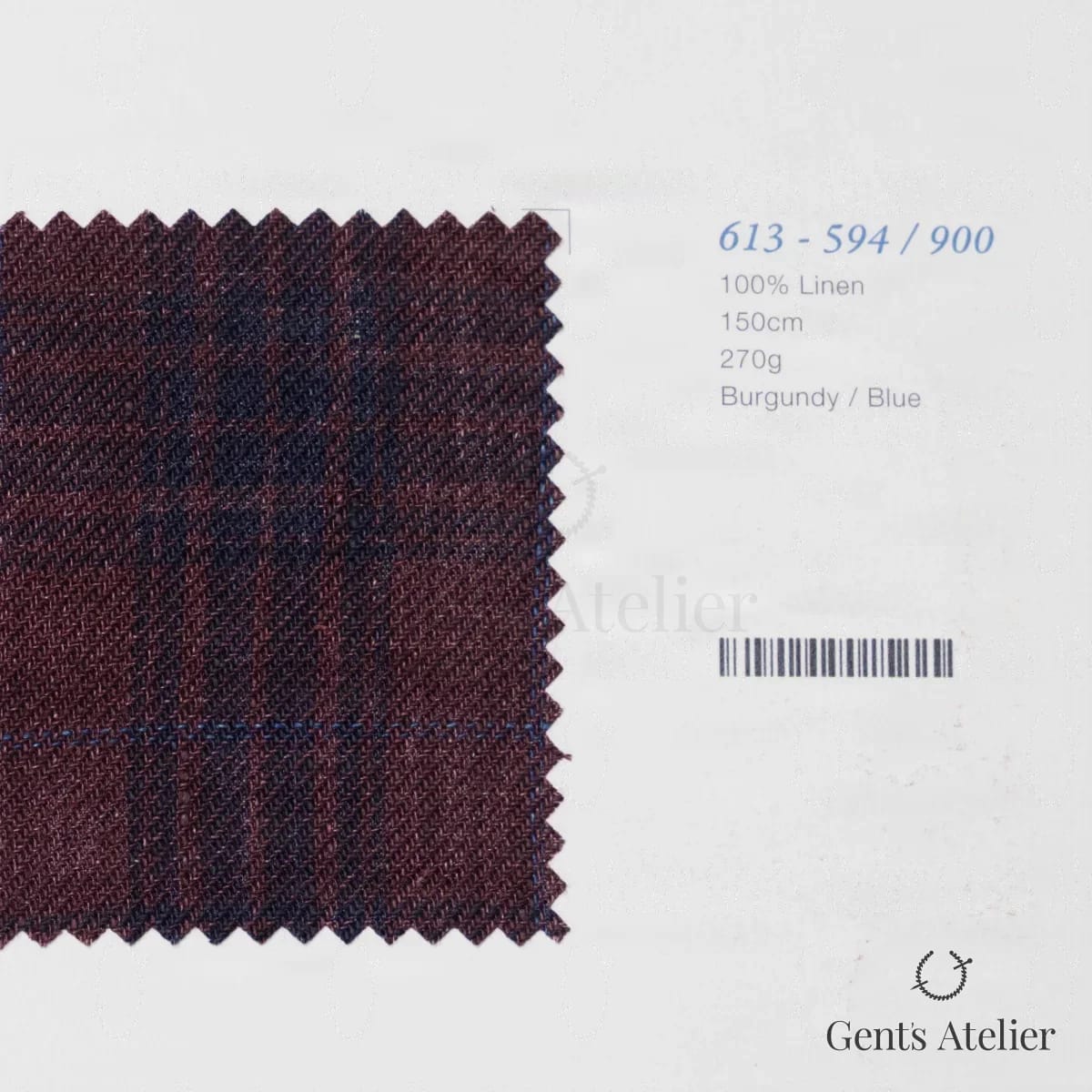 Образец ткани Marzoni 613 - 594 / 900 с этикеткой — Бордовый / Синий