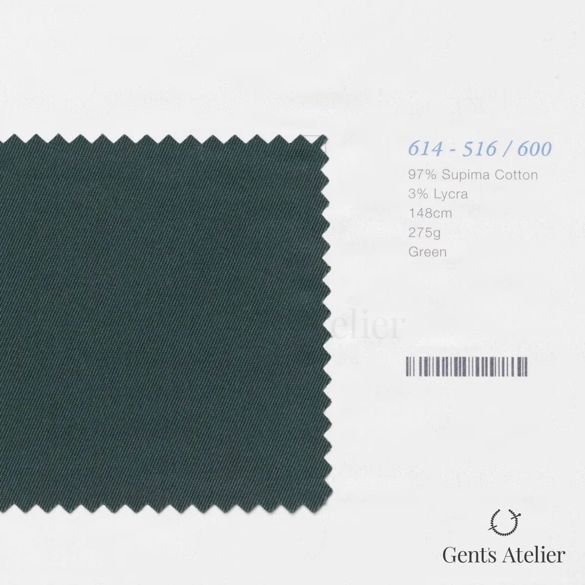 Образец ткани Marzoni 614 - 516 / 600 с этикеткой — Зелёный