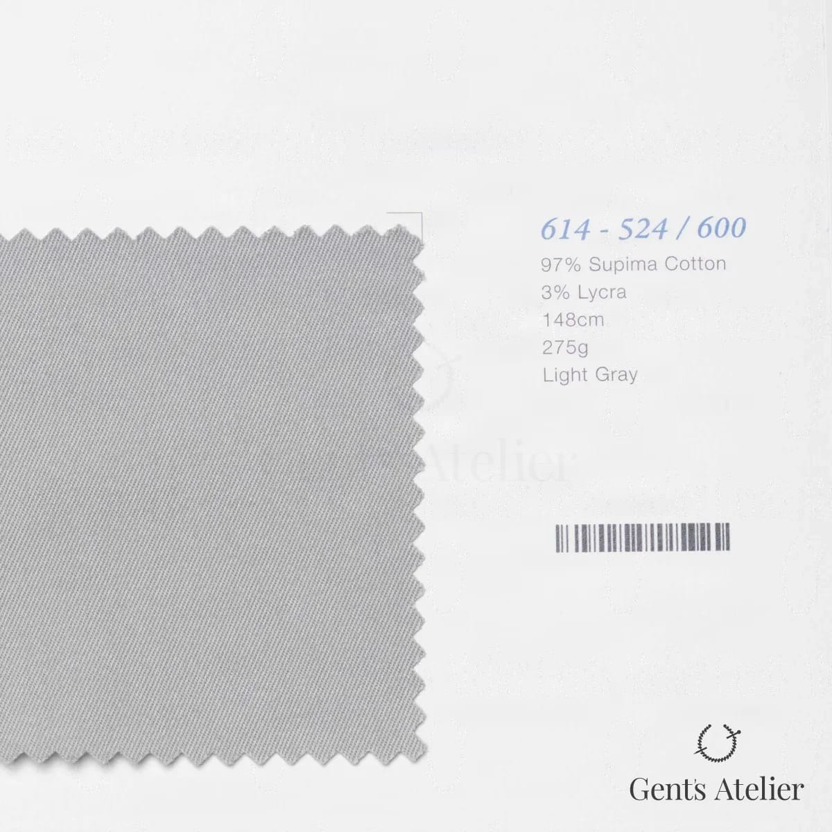 Образец ткани Marzoni 614 - 524 / 600 с этикеткой — Светло-серый