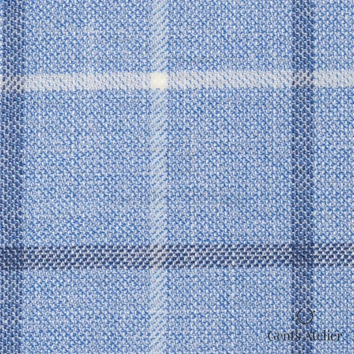 Костюмная ткань Marzoni 655 - 561 / 1200 — Голубой / Белый, виндоупейн, 50% шерсть / 38% Silk / 12% Linen