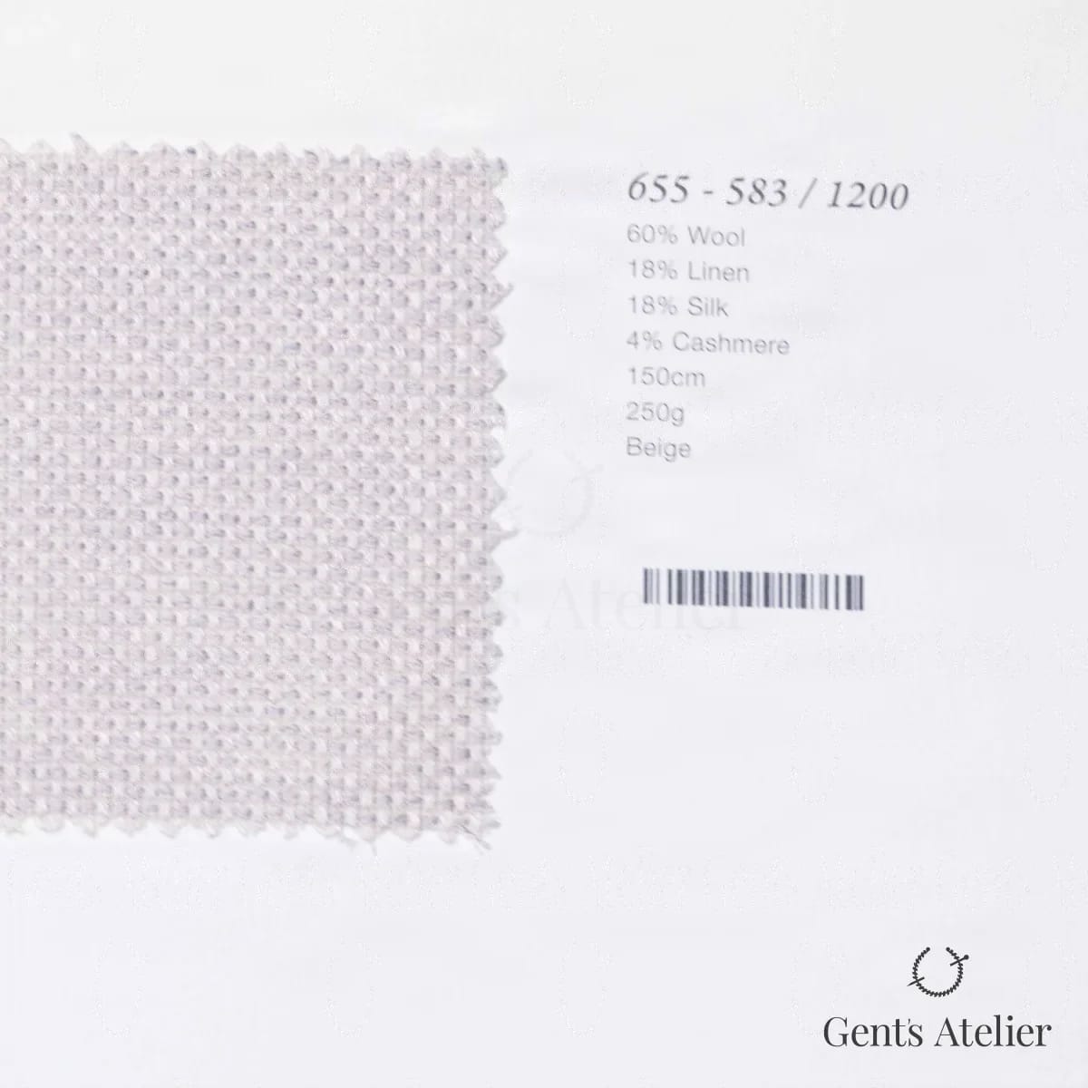 Образец ткани Marzoni 655 - 583 / 1200 с этикеткой — Бежевый
