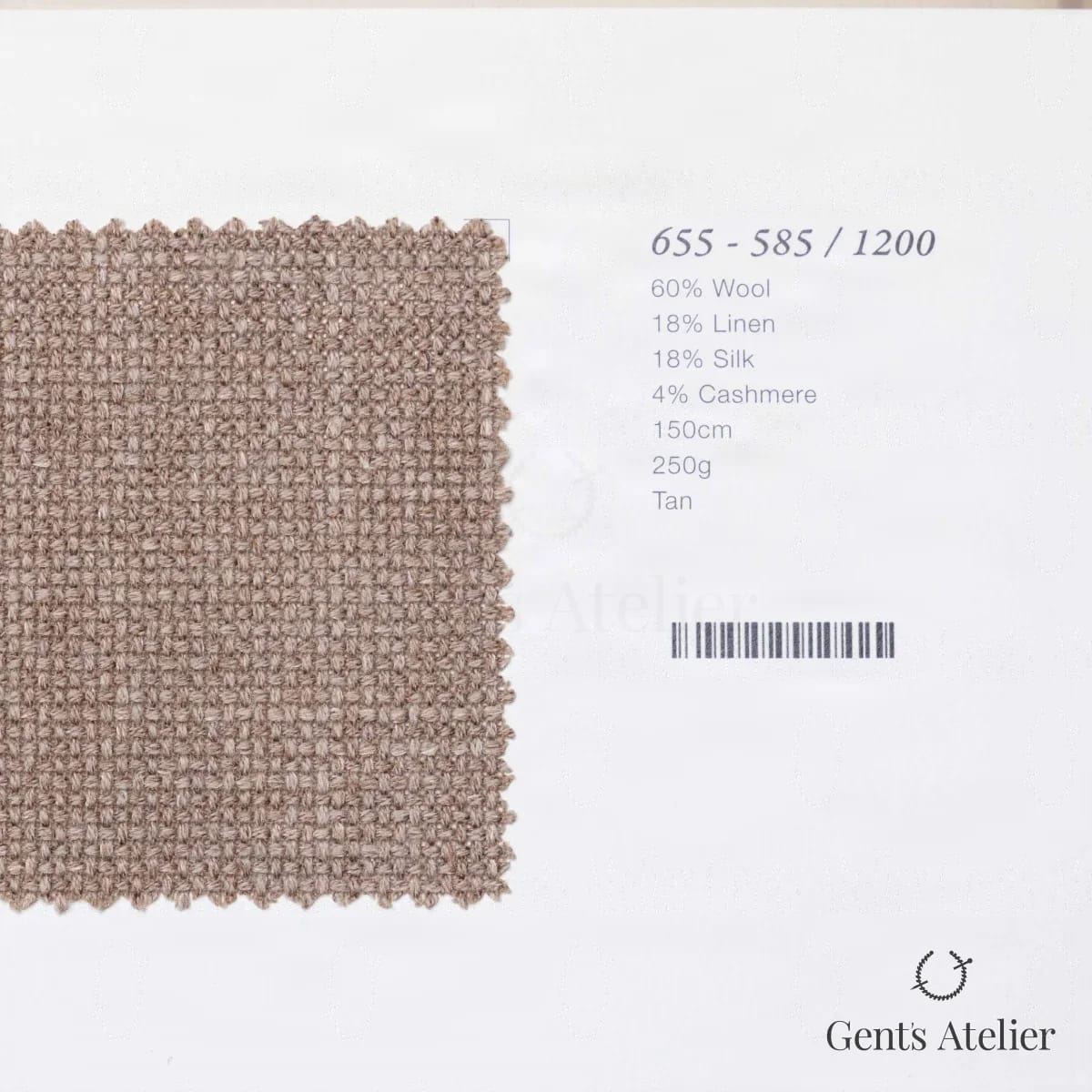 Образец ткани Marzoni 655 - 585 / 1200 с этикеткой — Бежевый
