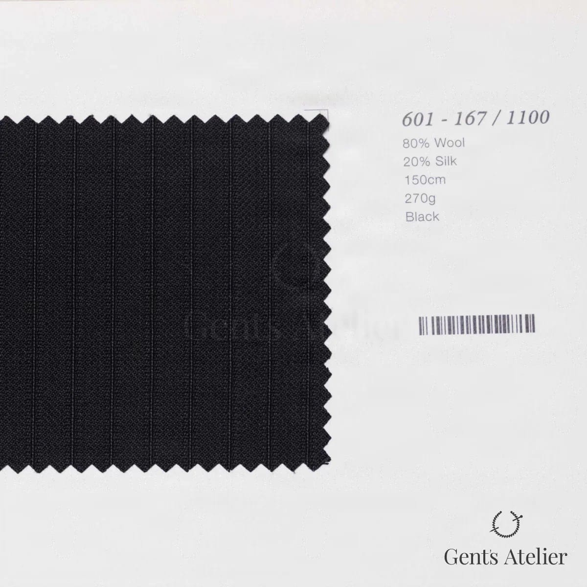 Образец ткани Marzoni 601 - 167 / 1100 с этикеткой — Чёрный