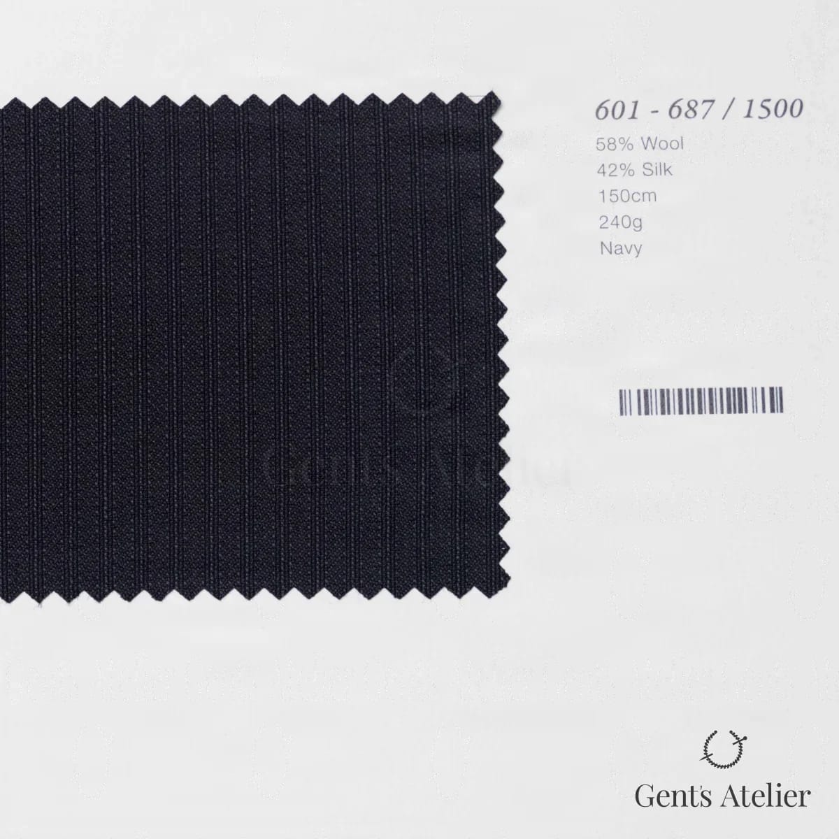 Образец ткани Marzoni 601 - 687 / 1500 с этикеткой — Тёмно-синий