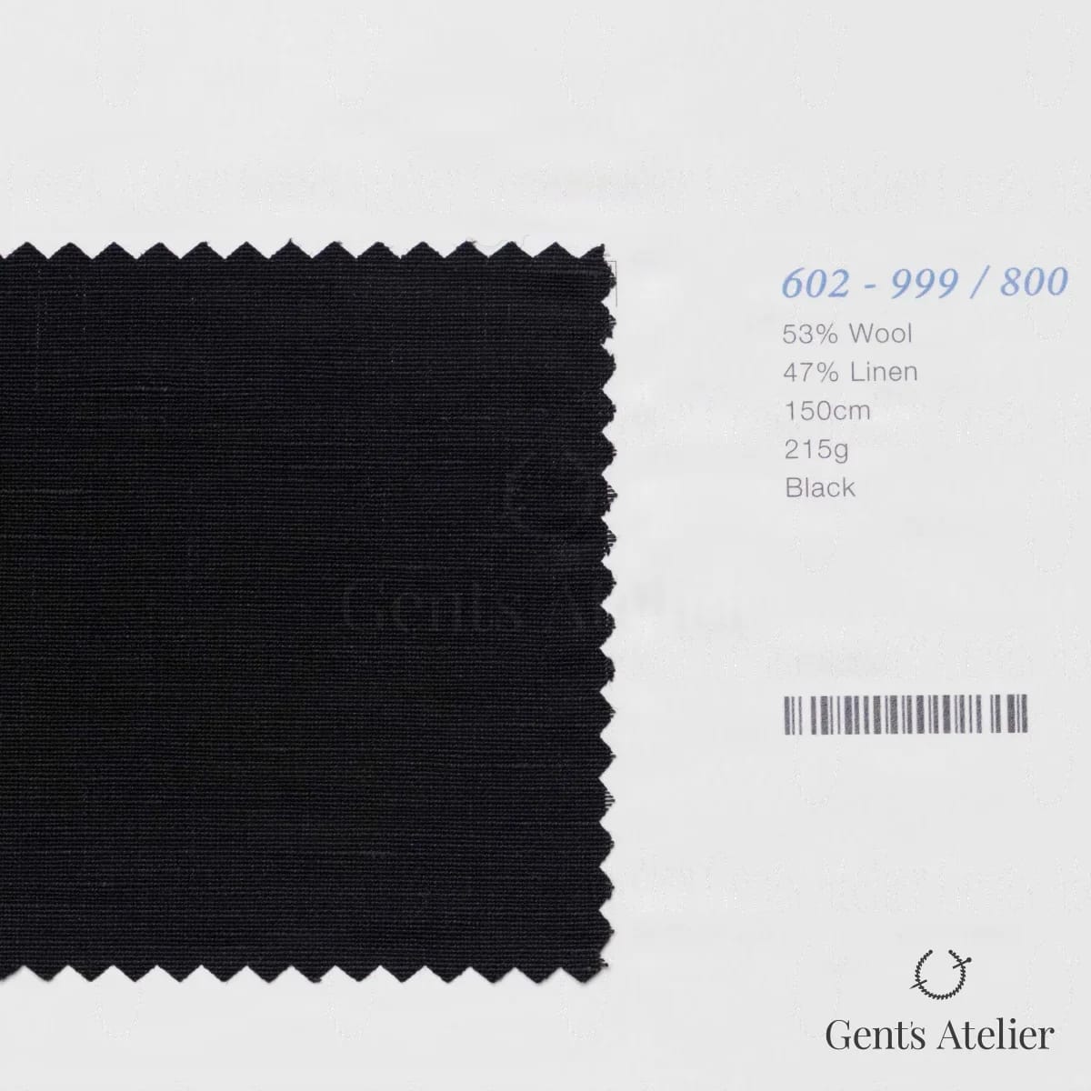 Образец ткани Marzoni 602 - 999 / 800 с этикеткой — Чёрный