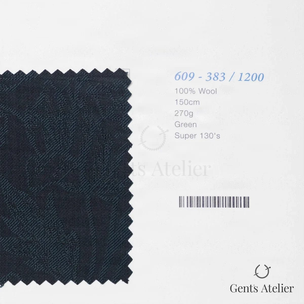 Образец ткани Marzoni 609 - 383 / 1200 с этикеткой — Зелёный