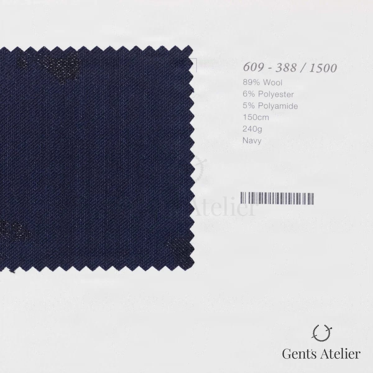 Образец ткани Marzoni 609 - 388 / 1500 с этикеткой — Тёмно-синий