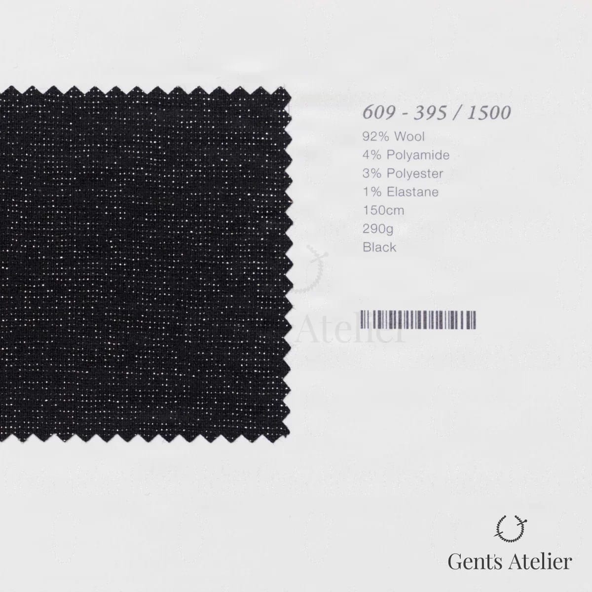 Образец ткани Marzoni 609 - 395 / 1500 с этикеткой — Чёрный