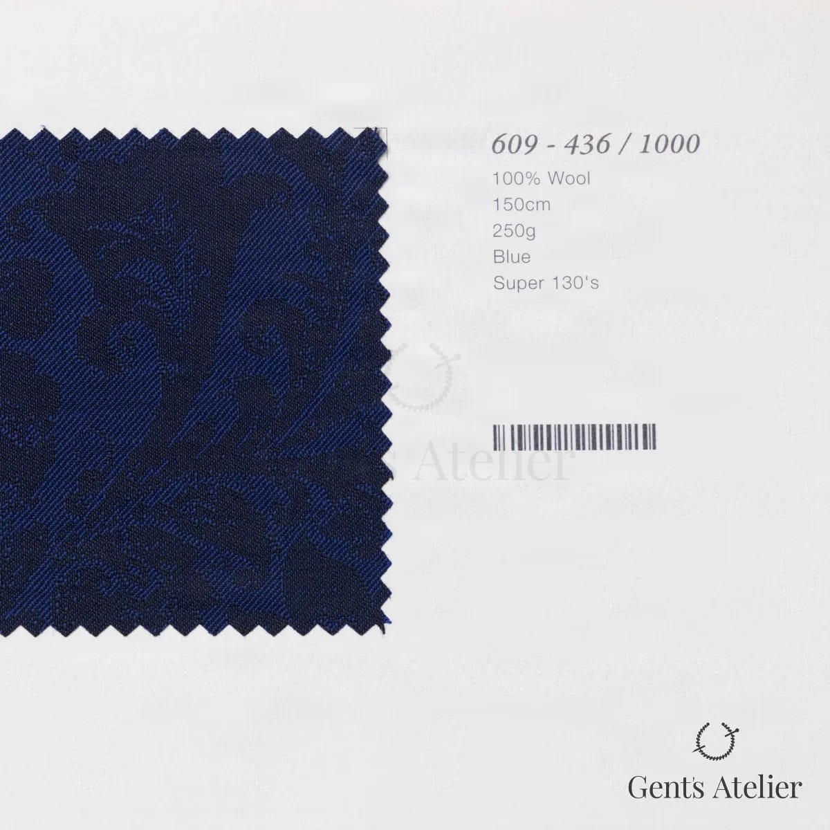 Образец ткани Marzoni 609 - 436 / 1000 с этикеткой — Синий