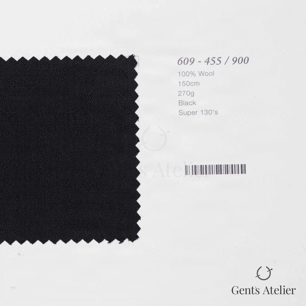 Образец ткани Marzoni 609 - 455 / 900 с этикеткой — Чёрный