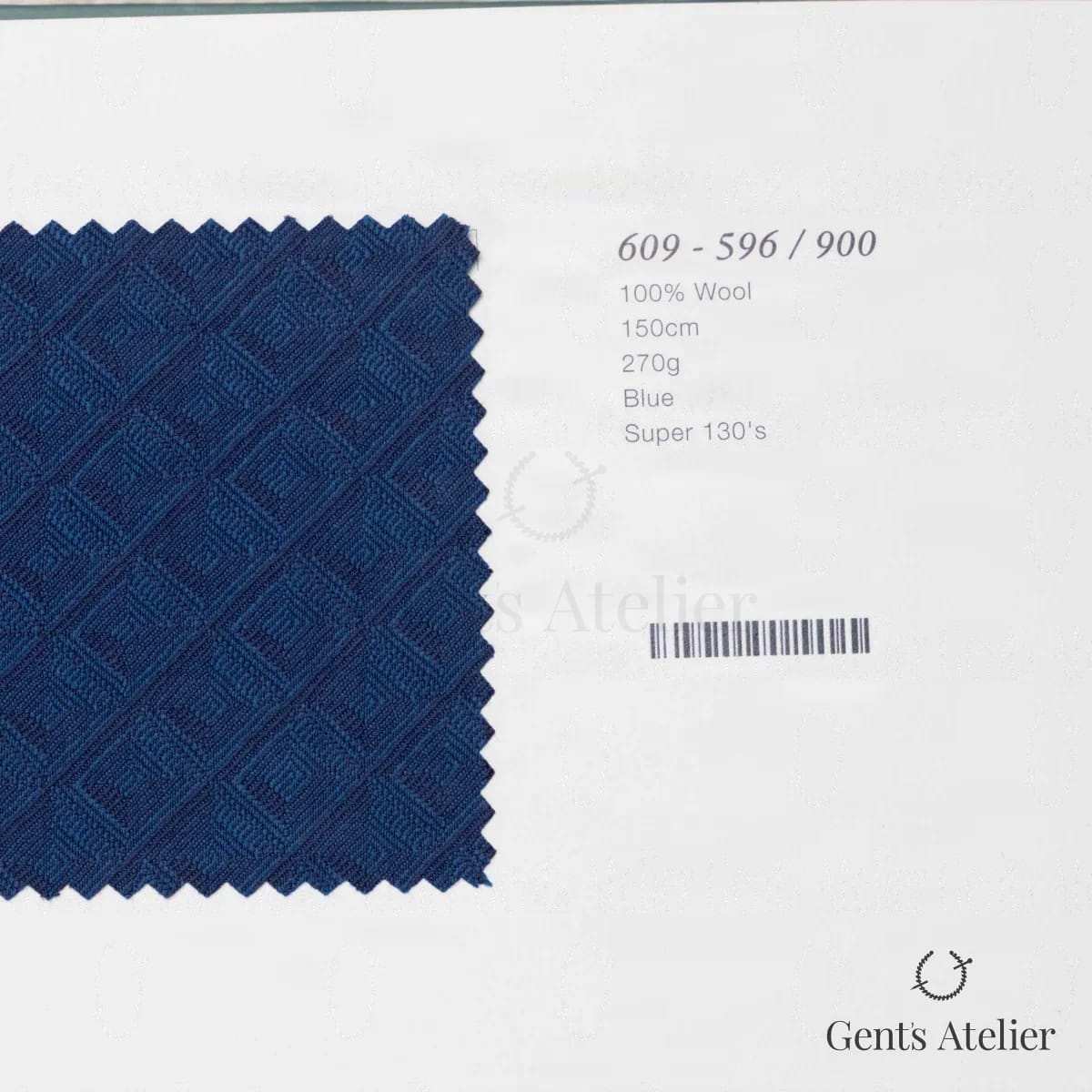 Образец ткани Marzoni 609 - 596 / 900 с этикеткой — Синий