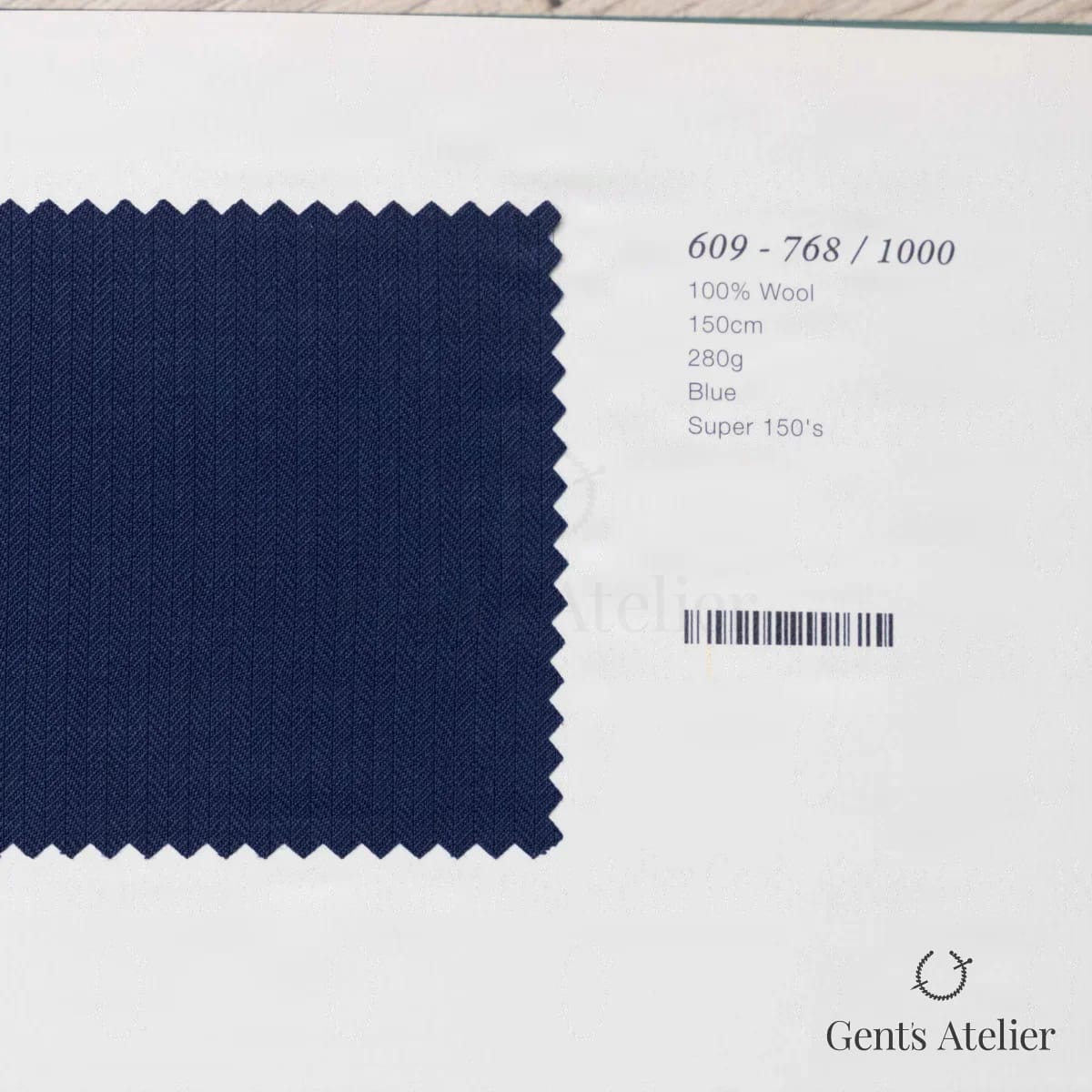 Образец ткани Marzoni 609 - 768 / 1000 с этикеткой — Синий