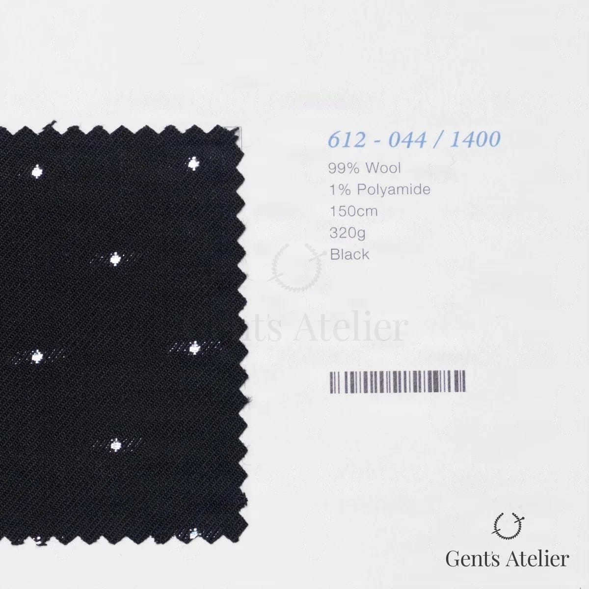 Образец ткани Marzoni 612 - 044 / 1400 с этикеткой — Чёрный