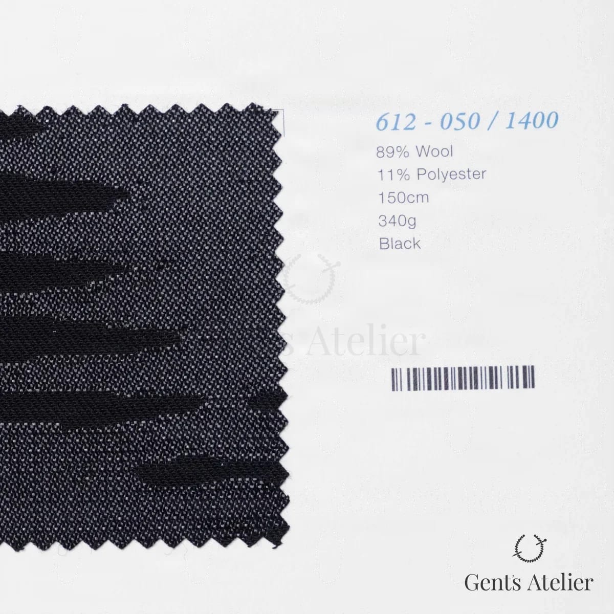 Образец ткани Marzoni 612 - 050 / 1400 с этикеткой — Чёрный
