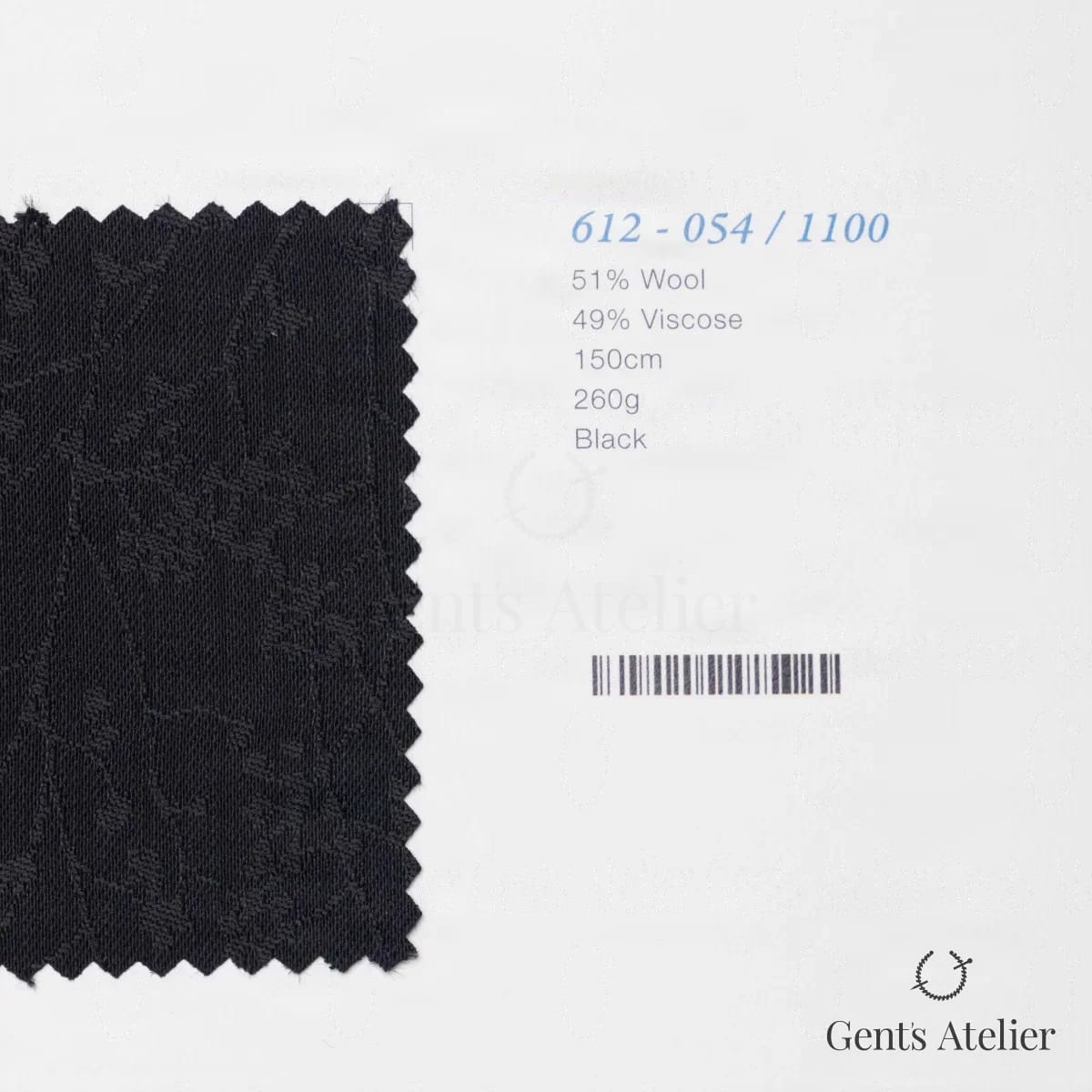 Образец ткани Marzoni 612 - 054 / 1100 с этикеткой — Чёрный