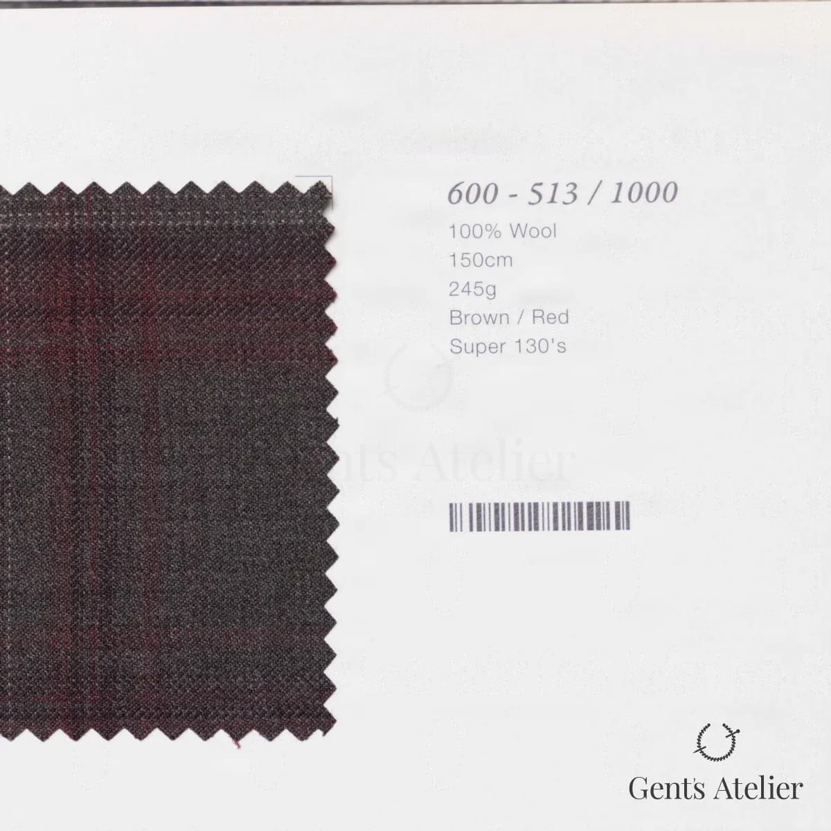 Образец ткани Marzoni 600 - 513 / 1000 с этикеткой — Коричневый / Красный