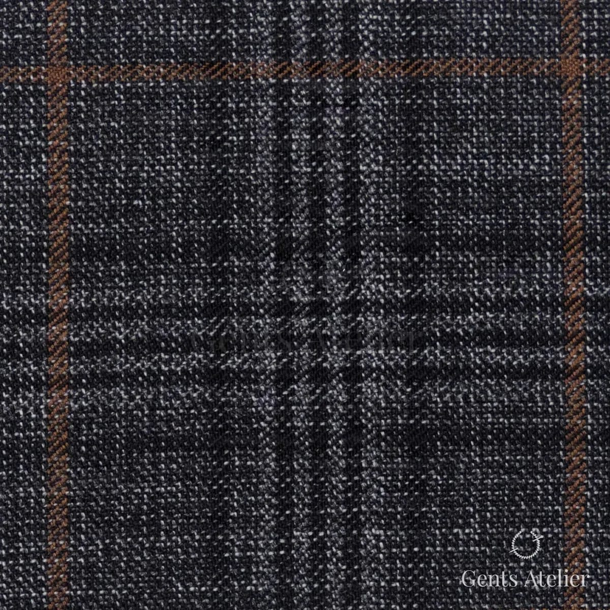 Костюмная ткань Marzoni 600 - 524 / 1000 — Тёмно-серый / Коричневый, виндоупейн, 100% шерсть